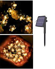 Instalatie Solara SL009C,Instalatie cu Floare Sakura cu 50 Leduri Alb Cald, 6.5m Lungime