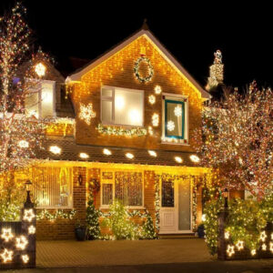 Instalatie Turturi 7088, 120 LED-uri, Alb Cald, 5.5 metri, Fir Verde Gros, Multiple Jocuri de Lumini, Tip Franjuri, de Exterior