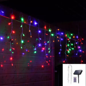 Instalatie Turturi Solara SL03C QX-144-F-1M-270L-N, 300 Leduri, Multicolora, 12m, tip Franjuri