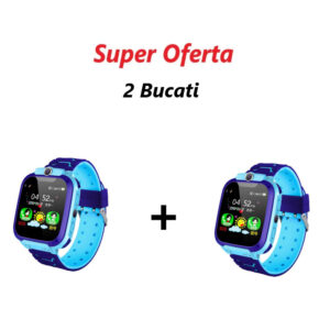 Oferta 2 Bucati x Ceas Inteligent Pentru Copii Albastru cu Urmărire GPS și Apeluri, Buton SOS