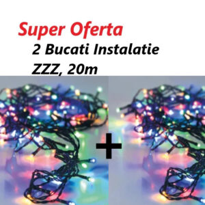 Oferta 2 Bucati x Instalatie De Craciun Multicolora, ZZZ, 20m, Leduri Multicolore
