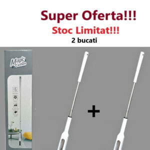 Oferta 2 Bucati x Mop Magic Cotton cu Sistem de Stoarcere Rapida, Perfect Pentru Toate Suprafetele si Spatiile Inguste