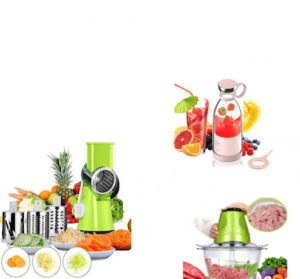 Oferta 3 in 1 - Tocator Electric Universal, Multifunctional Find Back, 2L + Mini Blender portabil - Smoothie & Shake, incarcare usb + Razatoare Multifunctionala cu Manivela