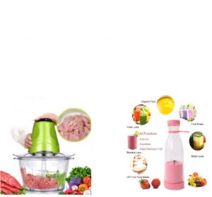 Oferta - Tocator Electric Universal, Multifunctional Find Back, 2L + Mini Blender portabil - Smoothie & Shake, incarcare usb