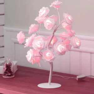 Pomisor Decorativ 1903, Roz, Veioza copacel trandafir cu 24 de leduri, 45 cm