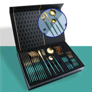 Set de 24 Tacamuri, Elegant si Rafinate, cu un Finisaj Luxos, Verde cu auriu