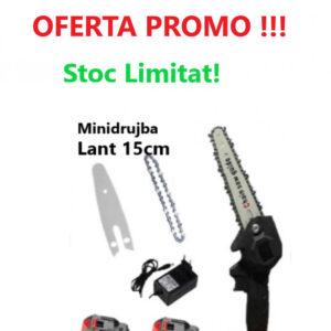 Super Oferta !!! Mini Drujba Fierastrau, Lama de 15.2 cm, Complet Echipata Cu Lama, Lant si 2Acumulatori