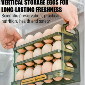 Cutie pentru depozitare oua, Transparent/Verde, cu 3 nivele, , 0170BSL