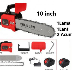 Drujba Motofierastrau Dasgut cu lant 10 inch, 25,4 cm, cu 1Lama, 1Lant si 2Acumulator, Lithium, 48V, 1000 W, 20000rpm