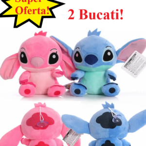 Oferta Promo- Set 2 Jucarii de Plus - Lilo & Stitch, 030DFR, 20 cm, Albastru/Roz