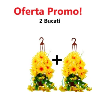 Oferta 2 Bucati x Ghiveci Suspendat cu Flori Galbene Artificiale