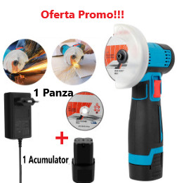 Mini Polizor Unghiular cu 1 Acumulator si 1 Panza, Portabil, 12 V, Disc 76MM