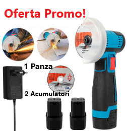Mini Polizor Unghiular cu 2 Acumulatori si 1 Panza, Portabil, 12 V, Disc 76MM