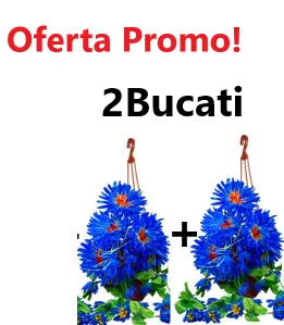 Oferta 2 Bucati x Ghiveci Suspendat cu Flori Albastre Artificiale