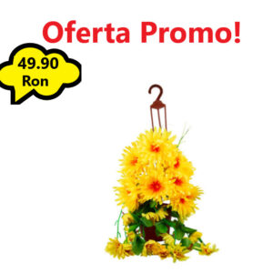 Oferta 1 Bucata Ghiveci Suspendat cu Flori Galbene Artificiale
