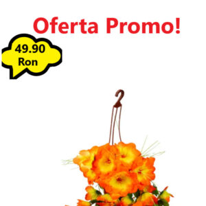 Oferta 1 Bucata Ghiveci Suspendat cu Flori Portocalii Artificiale