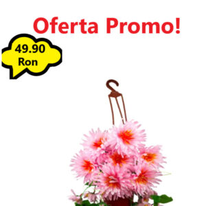 Oferta 1 Bucata Ghiveci Suspendat cu Flori Roze Artificiale