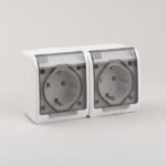 Priza Dubla Schuko cu impamantare, aplicat, interior/exterior, IP54, alb 220-240