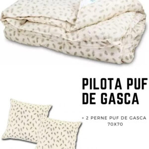 Set format din pilota 200 x 230 cm si 2 perne 70 x 70 cm din puf de gasca