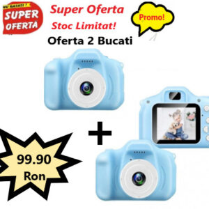 Oferta 2 Bucati x Aparat Foto Digital Pentru Copii, Albastru, Card Memorie miniSD inclus, Mic, compact și ușor de transportat!