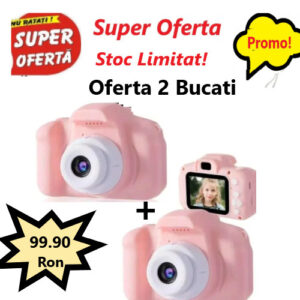 Oferta 2 Bucati x Aparat Foto Digital Pentru Copii, Roz, Card Memorie miniSD inclus, Mic, compact și ușor de transportat! 0500ZD