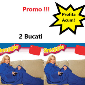 Oferta 2 Bucati x Patura cu Maneci Snuggie, Albastra, Stil Hanorac 010ZD
