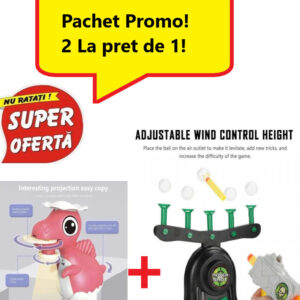 Oferta 2 in 1= Jucarie Dark Shot cu Mingi zburatoare si Pistol cu tinte + Proiector Pentru Desen in Forma de Dinozaur, Roz