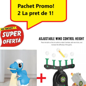 Oferta 2 in 1= Jucarie Dark Shot cu Mingi zburatoare si Pistol cu tinte + Proiector Pentru Desen in Forma de Dinozaur Albastru