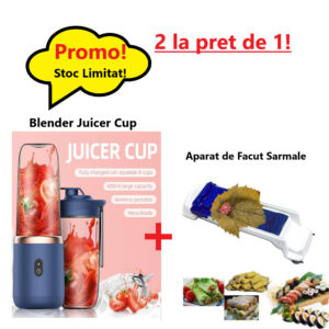Pachet Promo 2024- Mini Blender Portabil Juicer Cup, 400 ml, Incarcare USB, 18650 RPM + Aparat Pentru Facut Sarmale si Rulouri de Carne