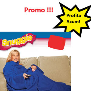 Patura cu Maneci Snuggie, Albastra, Stil Hanorac 010ZD