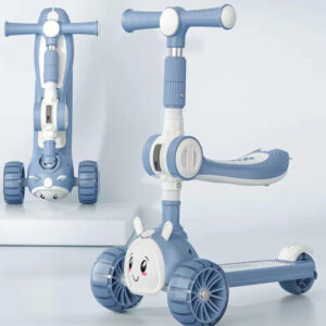 Trotineta Pliabila 2 in 1 Cod 925 Z, Albastra, cu Sezut , Roti Luminoase, Reglabila pe Inaltime 1,5 -12 ani, Roz, 0800 Bic