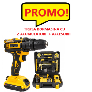 Bormasina Electrica  cu 2 Acumulatori, 12V, si Set  Accesorii