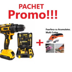 Super Oferta , 2 La pret de 1! Bormasina Electrica 2 Acumulatori, 12V, cu Set de Accesorii + Foarfeca cu Acumulator, Multi Cutter