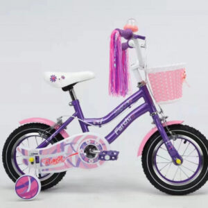 Bicicleta Copii 16 inch-A, Mov cu Aparatoare si Cosulet Roz, cu Roti Ajutatoare, varsta 4-6 ani, 05290BR