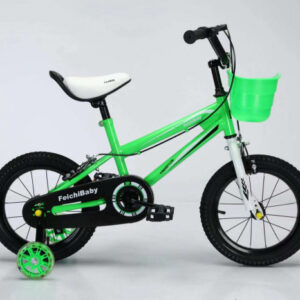 Bicicleta Copii FeichiBaby, 16", Verde, cu Roti Ajutatoare si cosulet, varsta 4-6 ani, 05190BR