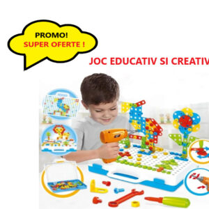 JOC EDUCATIV SI CREATIV DE CONSTRUCTIE, PUZZLE MOZAIC, CU SURUBURI, SURUBELNITA ELECTRICA, 0250ZD