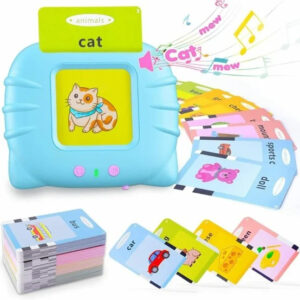 Joc Interactiv, ALBASTRU, Cititor Carduri in Limba Engleza Kitty Cards Reader, Invata Engleza 112 bucati carduri flash 224 de cuvinte, 2 ani+, Jucarie educativa Montessori, 0100ZD