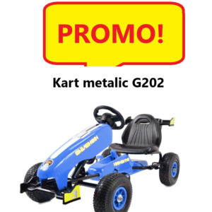 Kart LAUDA G202 METALIC CU ROTI DIN CAUCIUC GOFLABILE,PEDALE SI FRANA PE SPATE,3-9 ANI, 06000