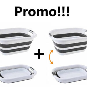 Oferta 2 Bucati x Cos de rufe, lighean silicon pliabil, 26L, alb/gri, 0900