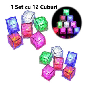 Set 12 Cuburi de gheață, Light Up, 12 Pack Multi Color Led cuburi de gheață, reutilizabile stralucitoare cub de gheață intermitent pentru Club Bar Party, 0250ZD