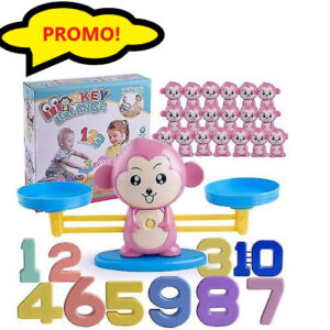 Set de jucarii Balance Monkey, Jocuri de matematica, Jucarii educationale STEM, Joc de invatare a numerelor, 0300ZD