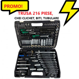 TRUSA 216 PIESE, CHEI CLICHET, BITI, TUBULARE, CROM-VANADIUM, 02300