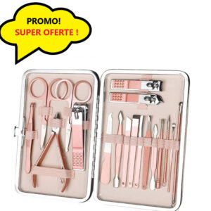 Trusa manichiura si pedichiura, cu carcasa de depozitare, 18 piese, ZD