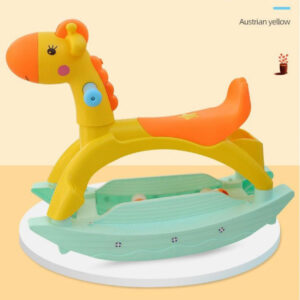 Calut 2 in 1 balansoar P07 cu roti si muzica, Rocky Yeloow, 0900BBY