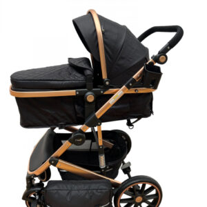 Carucior 2 in 1 Reversibil, T1, Negru, Landou si Sport, cu landou reversibil, cadru aluminiu si geanta cadou, 04400BBY