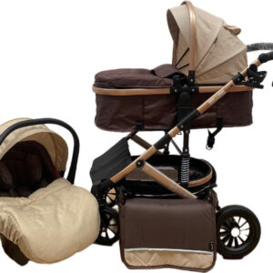 Carucior 3 In 1,Scoica, Landou si Sport, Reversibil Si Cu Suspensii T2 Kafea