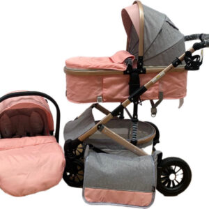 Carucior 3 In 1,Scoica, Landou si Sport, Reversibil Si Cu Suspensii T2 Roz/Gri, 06600BBY