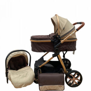 Carucior 3 In 1, Scoica, Landou si Sport, Reversibil Si Cu Suspensii T9, Crem/Maro, 06500BBY