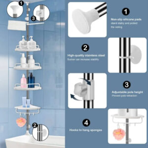 Etajera colt pentru baie Multi Corner Shelf ,inaltime 100-280 cm 0450