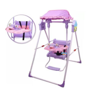 Leagan Pentru Copii 106, Cu Panou Muzical si Copertina, Ratusca Roz-Mov, 01750BBY